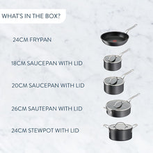 Charger l'image dans la galerie, T-FAL H9125S44 Jamie Oliver Hard Anodized Cookware 9-Piece Set - Blemished package with full warranty