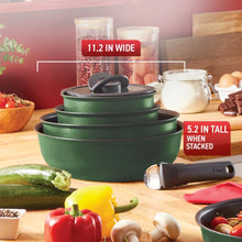 Charger l'image dans la galerie, T-FAL L819SE64 Ingenio Expertise Cookware 14 Piece Set Green