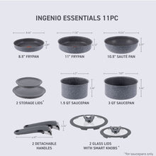 Charger l'image dans la galerie, T-FAL L824SB64 Ingenio Essential Non-Stick Cookware 11PC Set - Granite