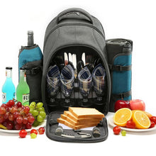 Load image into Gallery viewer, YONOVO 4 Person Picnic Backpack Bag with Insulated Cooler Compartment, Plates and Cutlery Set - YONOVO
