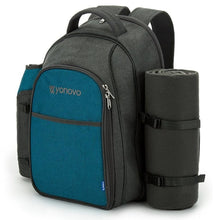 Load image into Gallery viewer, YONOVO 4 Person Picnic Backpack Bag with Insulated Cooler Compartment, Plates and Cutlery Set - YONOVO