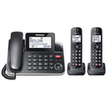 Load image into Gallery viewer, PANASONIC 2-Handset DECT 6.0 Corded/Cordless Phone with Answering Machine - KXTGF872C