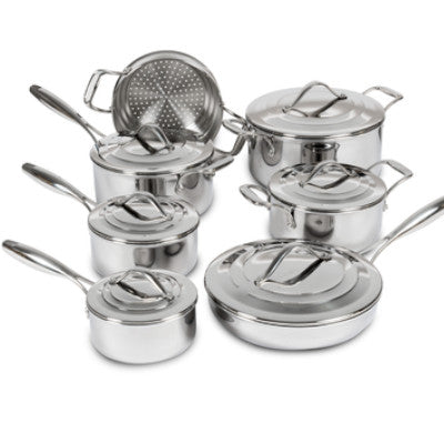 Lagostina 5-Ply Stainless-Steel Commercial Cookware Set, 13-Piece
