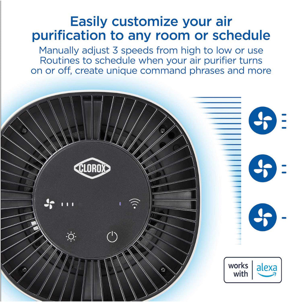 CLOROX 11021 Alexa Smart Tabletop True HEPA Air Purifier