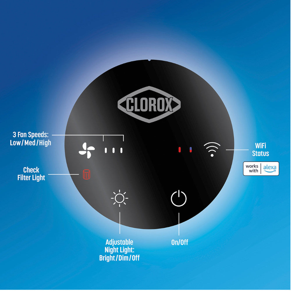 CLOROX 11021 Alexa Smart Tabletop True HEPA Air Purifier