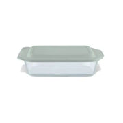 PYREX 1134584 Deep 7 x 11" Rectangle Glass Baking Dish with Sage Green Lid