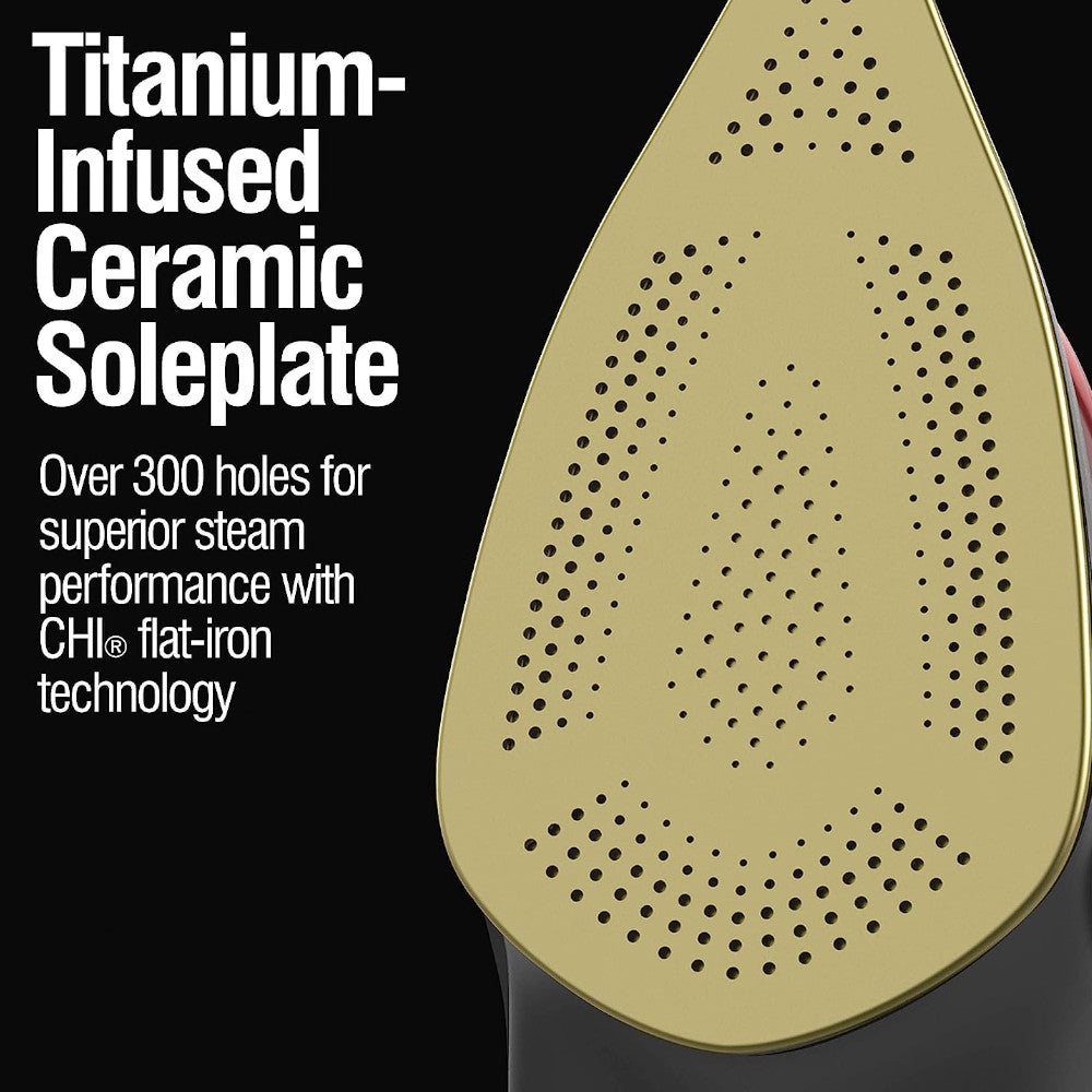 Fer à vapeur CHI 13101C pour vêtements avec semelle en céramique infusée de titane - Emballage imparfait avec garantie complète