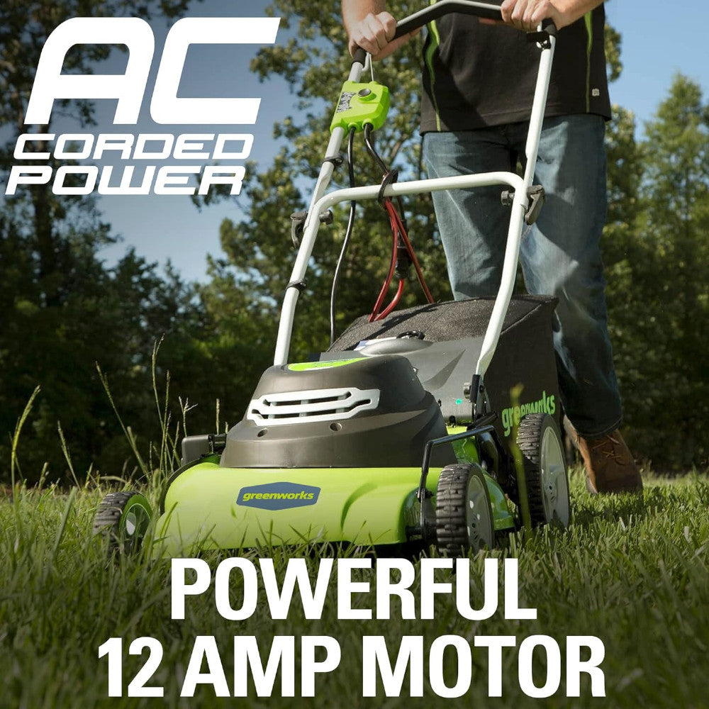 GREENWORKS 25022 Tondeuse à gazon filaire 12 A de 20 pouces