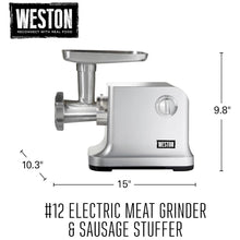 Charger l&#39;image dans la galerie, WESTON 33-1301-W #12 Hachoir à viande électrique et poussoir à saucisses
