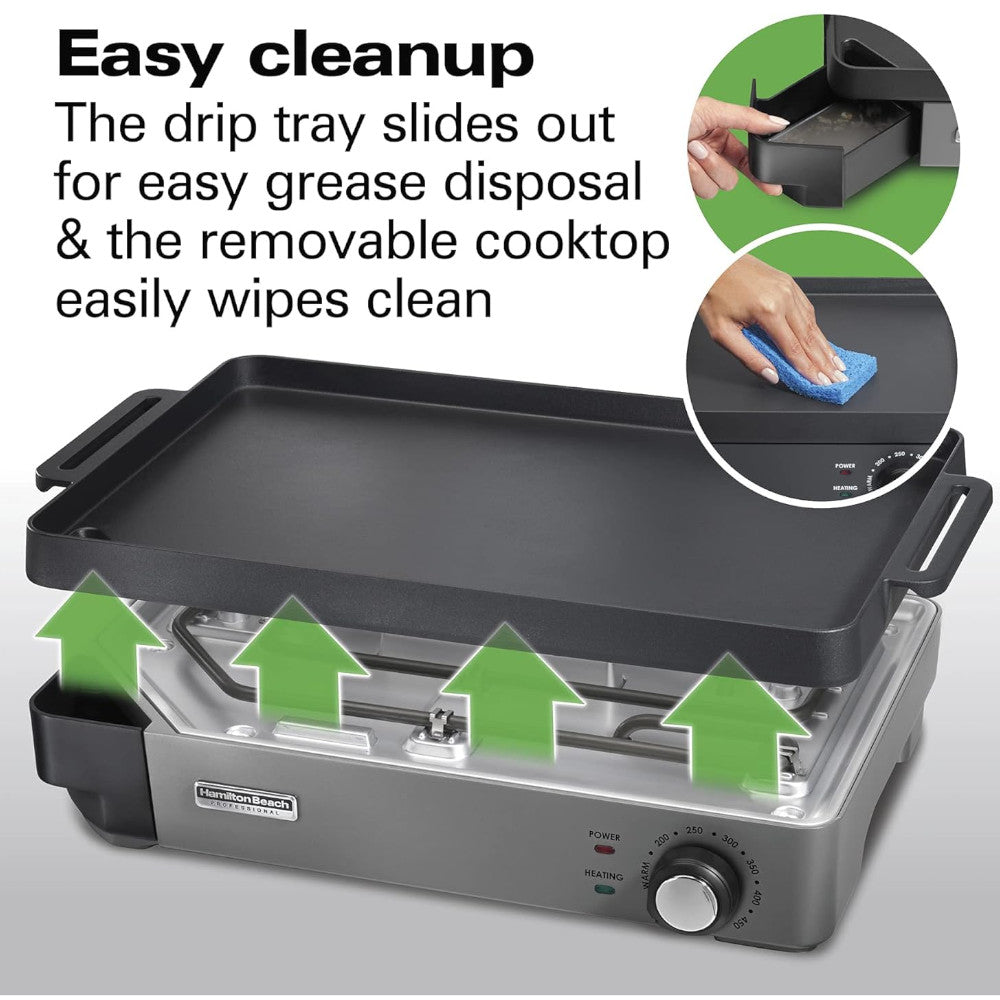HAMILTON BEACH PROFESSIONAL 38560 Grill et plaque chauffante électrique d'intérieur en fer - Remis à neuf avec garantie Home Essentials