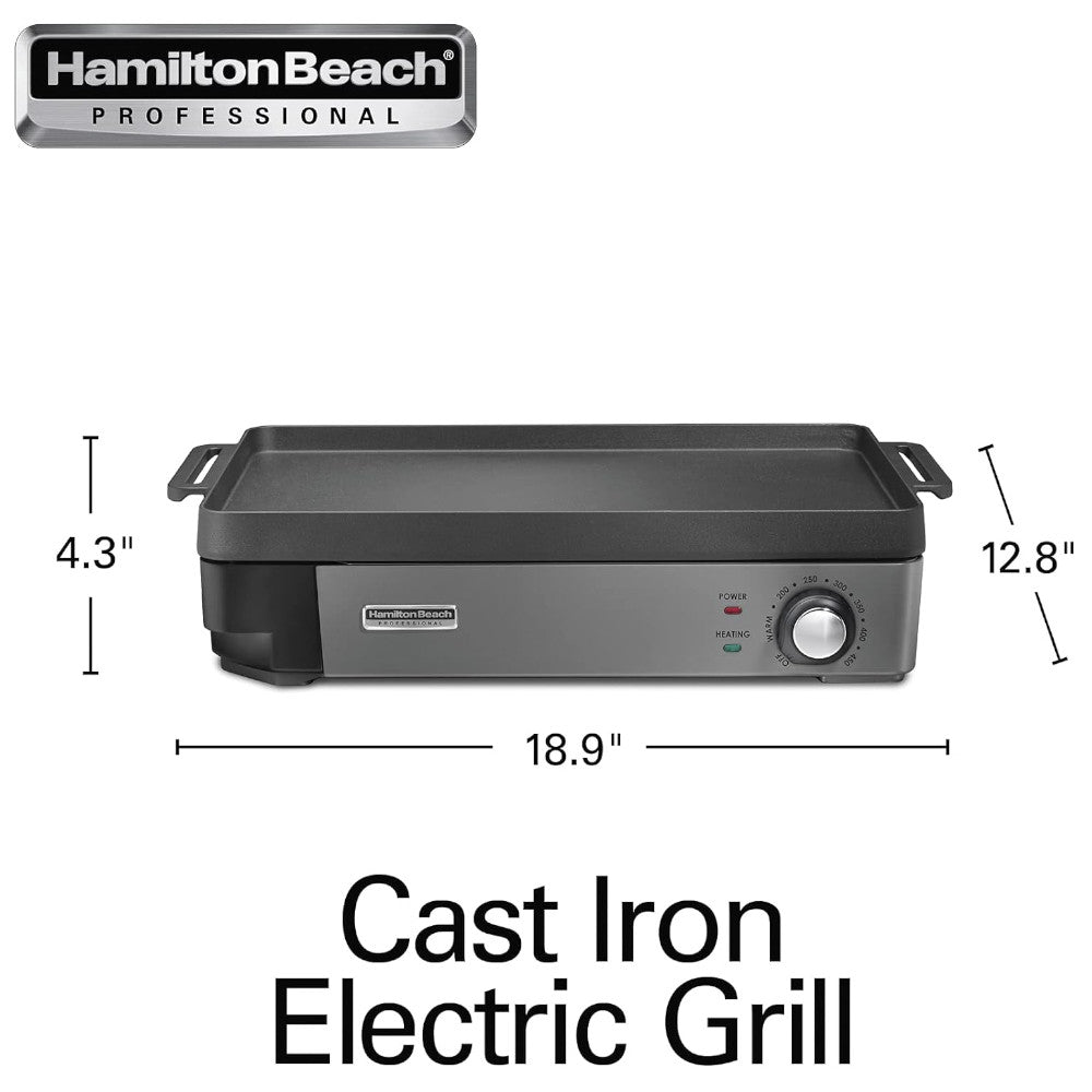 HAMILTON BEACH PROFESSIONAL 38560 Grill et plaque chauffante électrique d'intérieur en fer - Remis à neuf avec garantie Home Essentials