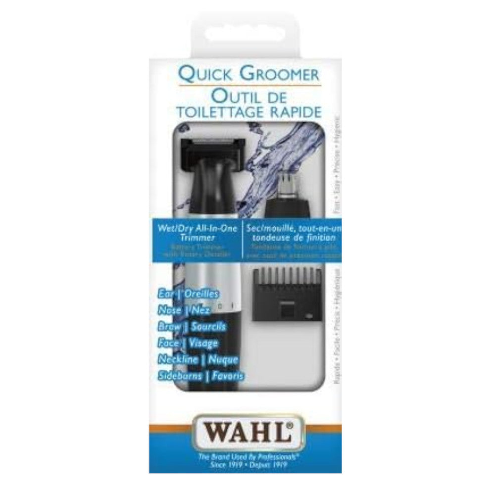 WAHL 5559 QUICK GROOMER Cordless Wet/Dry All-In-One Trimmer For Ear, Nose, Brow, and Trimming