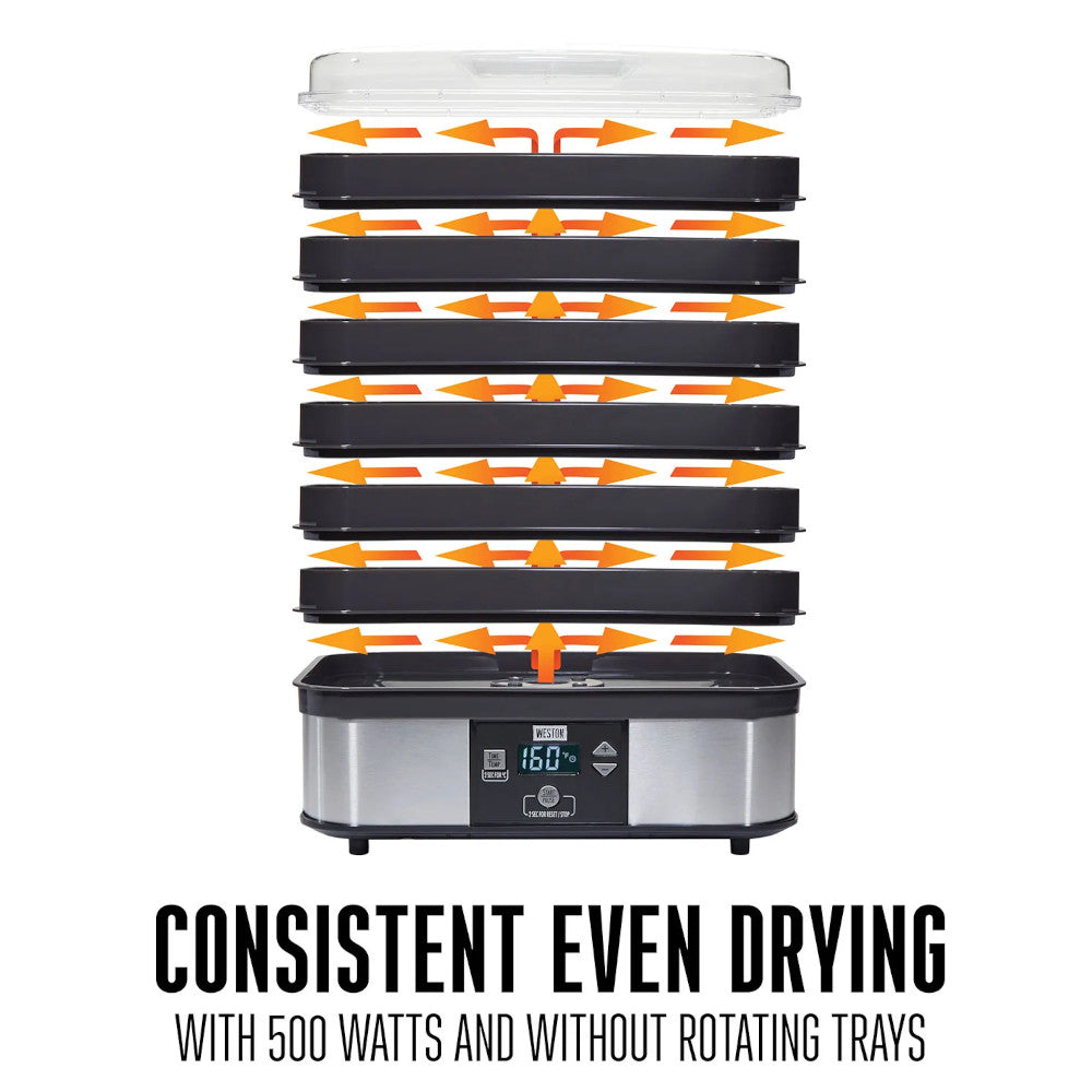 WESTON 75-0401-W 6 Tray Digital Food Dehydrator  - Factory serviced with Home Essentials warranty