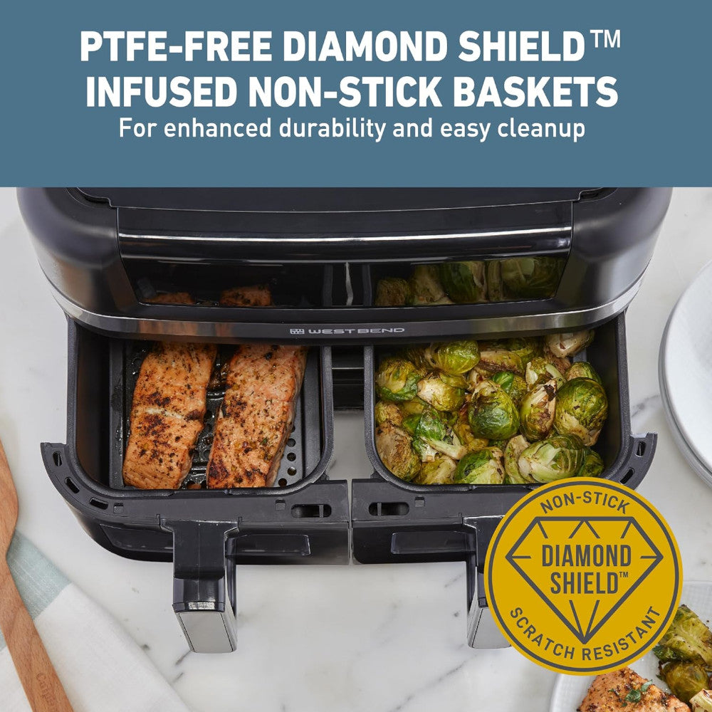 WEST BEND AFWB10BK13 Dual Basket 10QT Digital Air Fryer