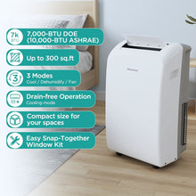 Charger l&#39;image dans la galerie, Climatiseur portable 3 en 1 HISENSE 10 500 BTU (SACC 7 000 BTU) 300 SF - Certifié en usine avec la garantie Home Essentials

