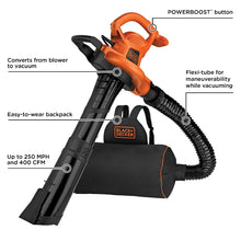 Load image into Gallery viewer, BLACK+DECKER BEBL7000 3 in 1 Corded Electric Leaf Blower, Leaf Vacuum &amp; Mulcher
