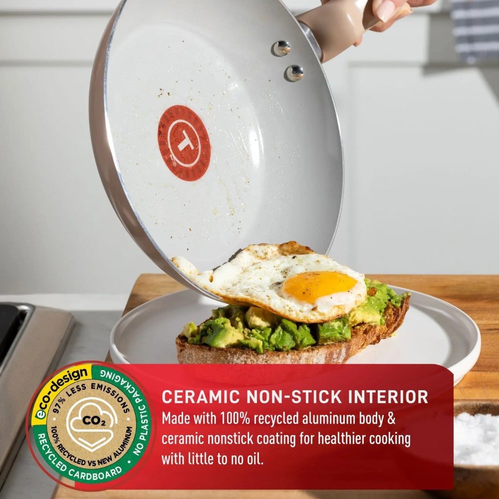 T-FAL C487SK64 Ceramic Refresh 20PC Cookware Set