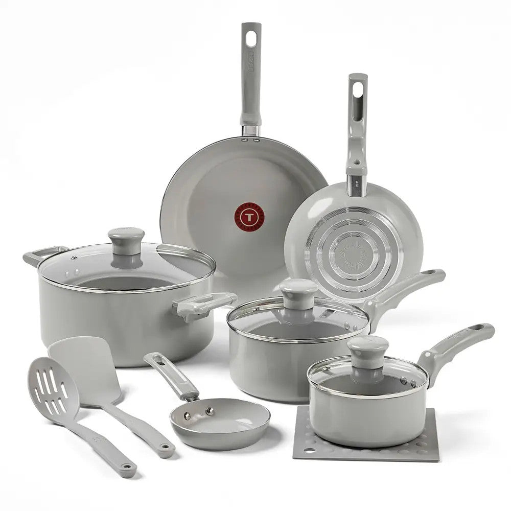 T-FAL C48SC84 Refresh Ceramic Non Stick 12 Piece Cookware Set