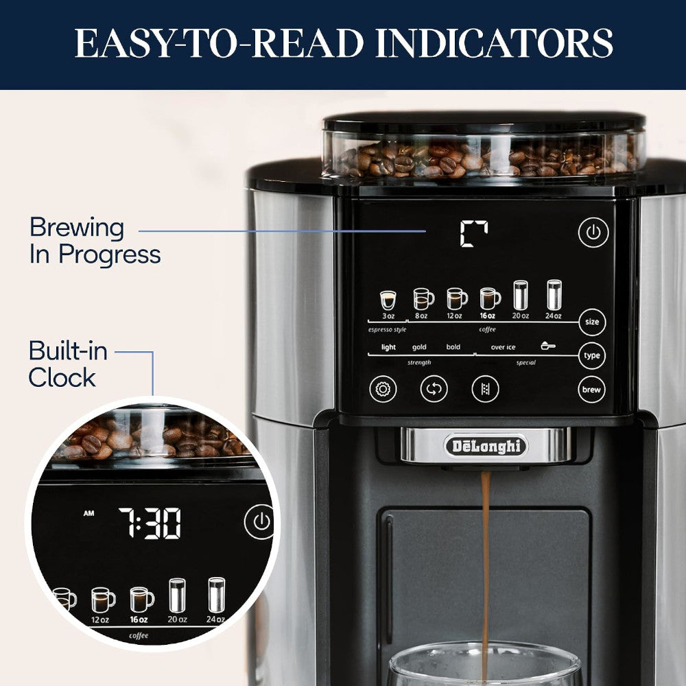 DELONGHI CAM51025MB TrueBrew Drip Coffee Maker Stainless Black - Factory serviced with Home Essentials warranty