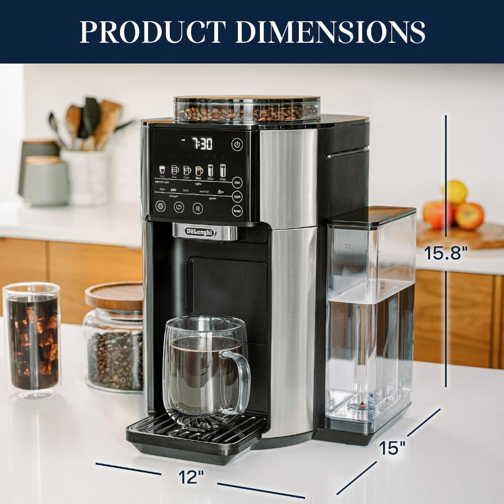 DELONGHI CAM51025MB TrueBrew Drip Coffee Maker Stainless Black - Factory serviced with Home Essentials warranty