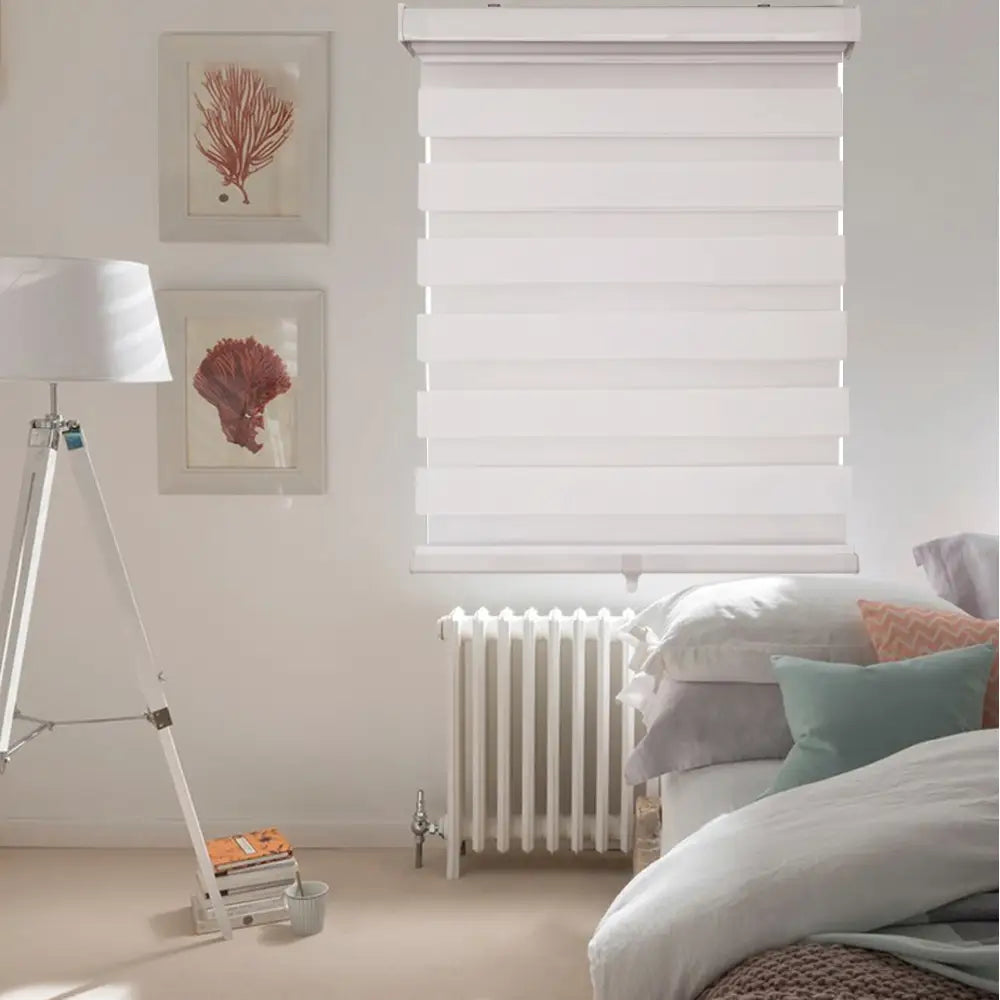 ITY CDNW-1 64 Olivia Stone Cordless Polyester Zebra Day-Night Blind 64"x84" in White