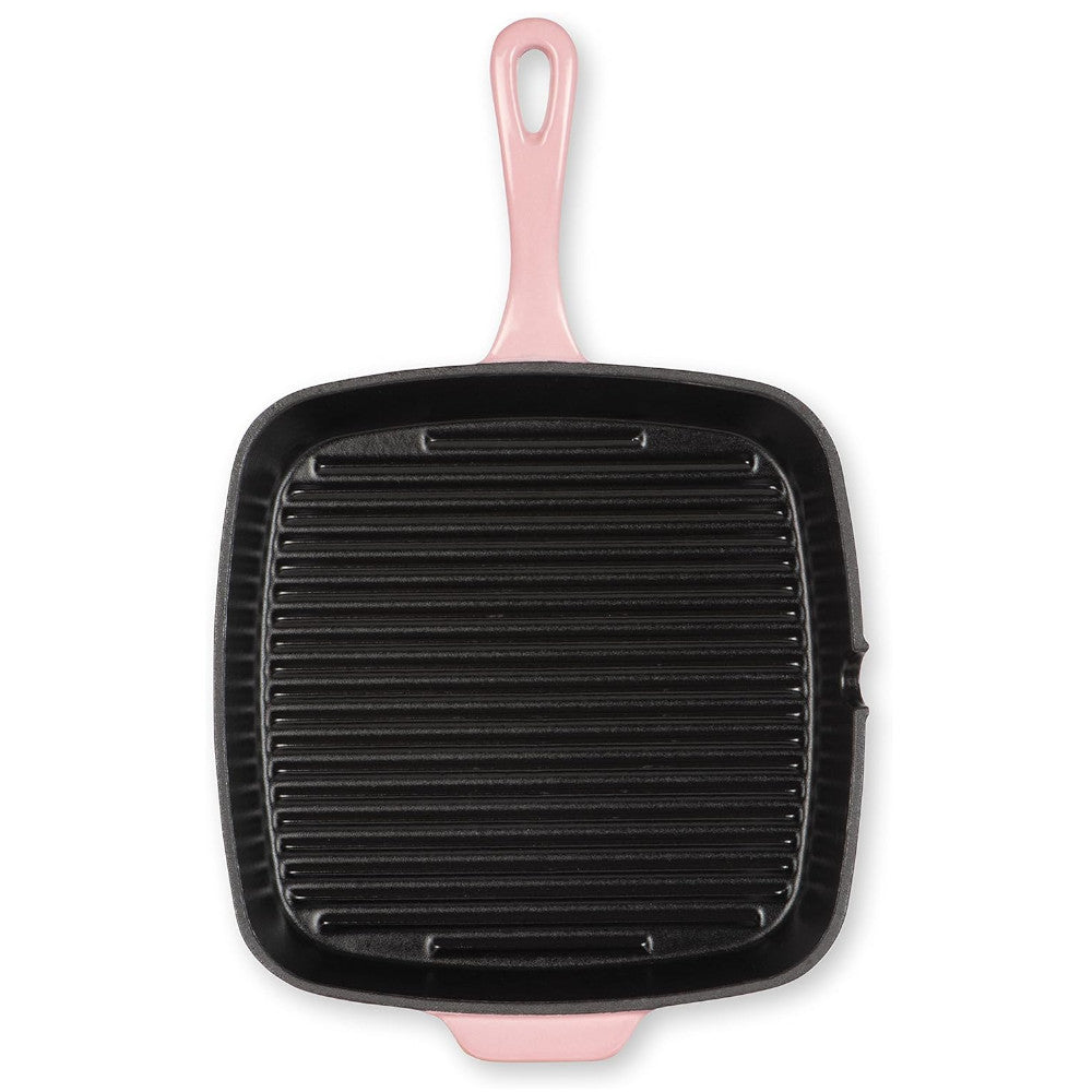 CUISINART CI30-23HRPKC Cast Iron Square Grill Pan in Rosy Pink