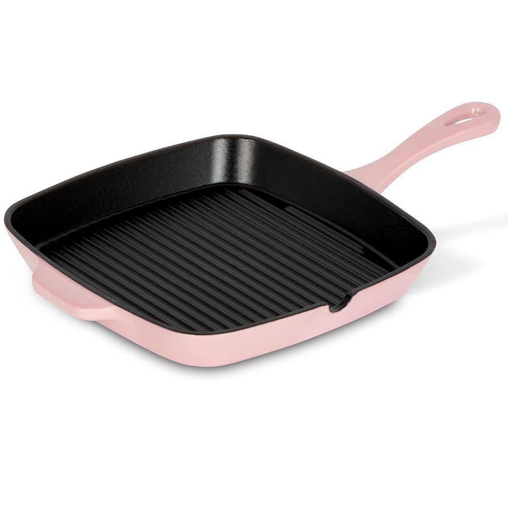 CUISINART CI30-23HRPKC Cast Iron Square Grill Pan in Rosy Pink
