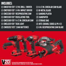 Load image into Gallery viewer, CRAFTSMAN CMCK600D2 V20* Cordless 6 Tool Combo Kit (2 Batteries) - Refurbished with Craftsman Warranty
