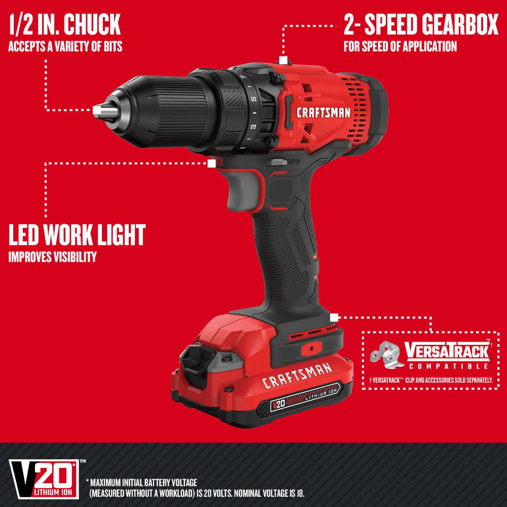 CRAFTSMAN CMCK600D2 V20* Cordless 6 Tool Combo Kit (2 Batteries) - Refurbished with Craftsman Warranty