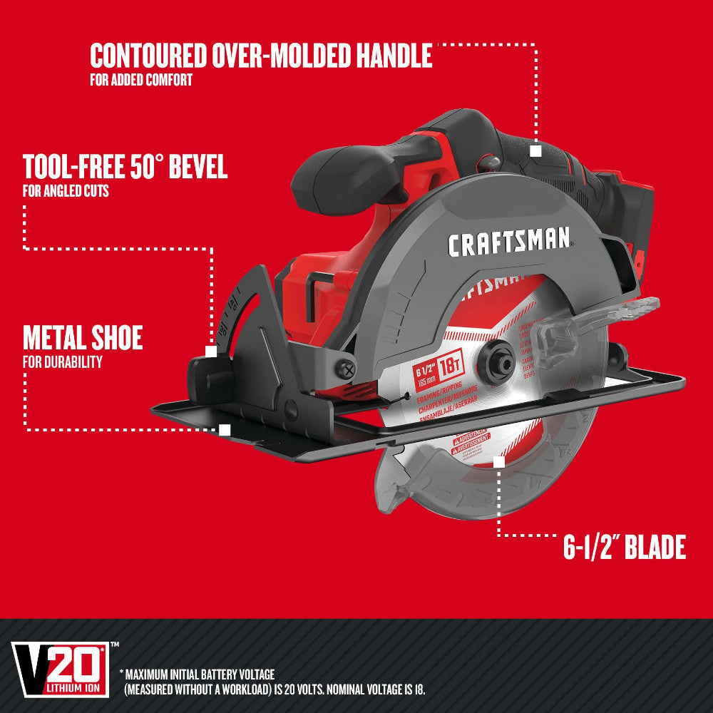 CRAFTSMAN CMCK600D2 V20* Cordless 6 Tool Combo Kit (2 Batteries) - Refurbished with Craftsman Warranty