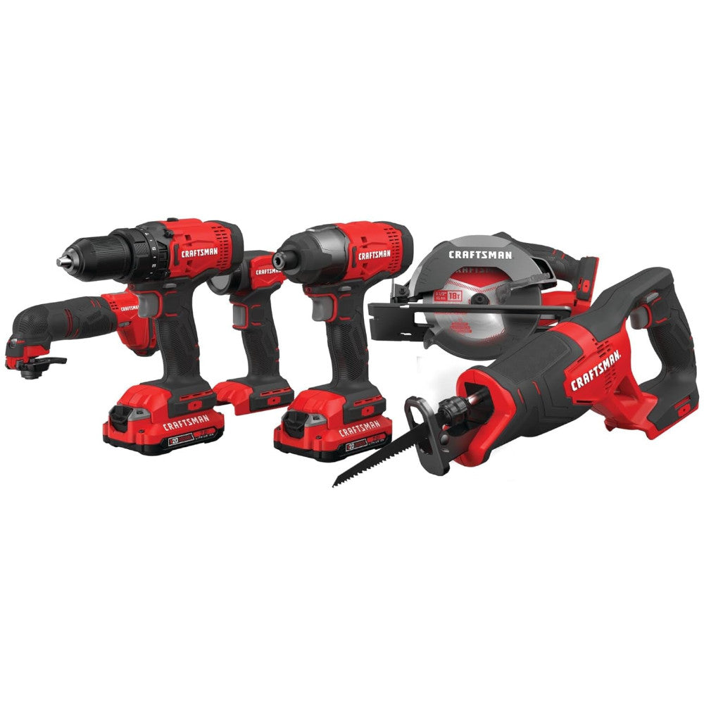 CRAFTSMAN CMCK600D2 V20* Cordless 6 Tool Combo Kit (2 Batteries) - Refurbished with Craftsman Warranty