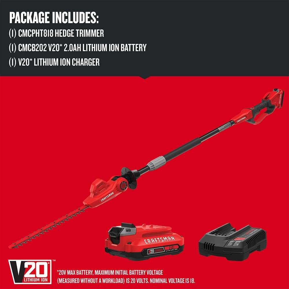 Taille-haie sans fil CRAFTSMAN CMCPHT818D1 20 V MAX*, 45,7 cm (18 po) - Reconditionné avec garantie constructeur complète