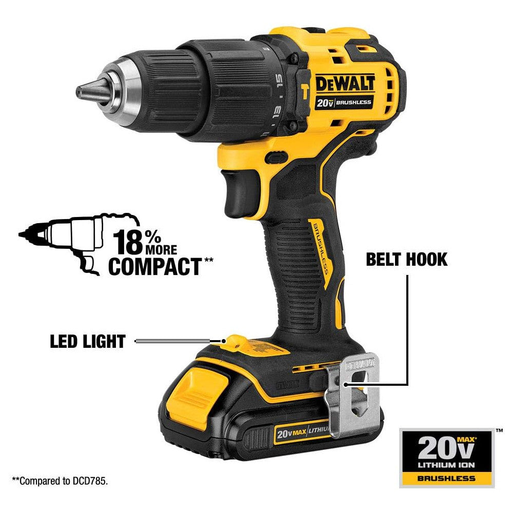 DEWALT ATOMIC 20V MAX* Hammer Drill - Refurbished with Dewalt Warranty - DCD709C2