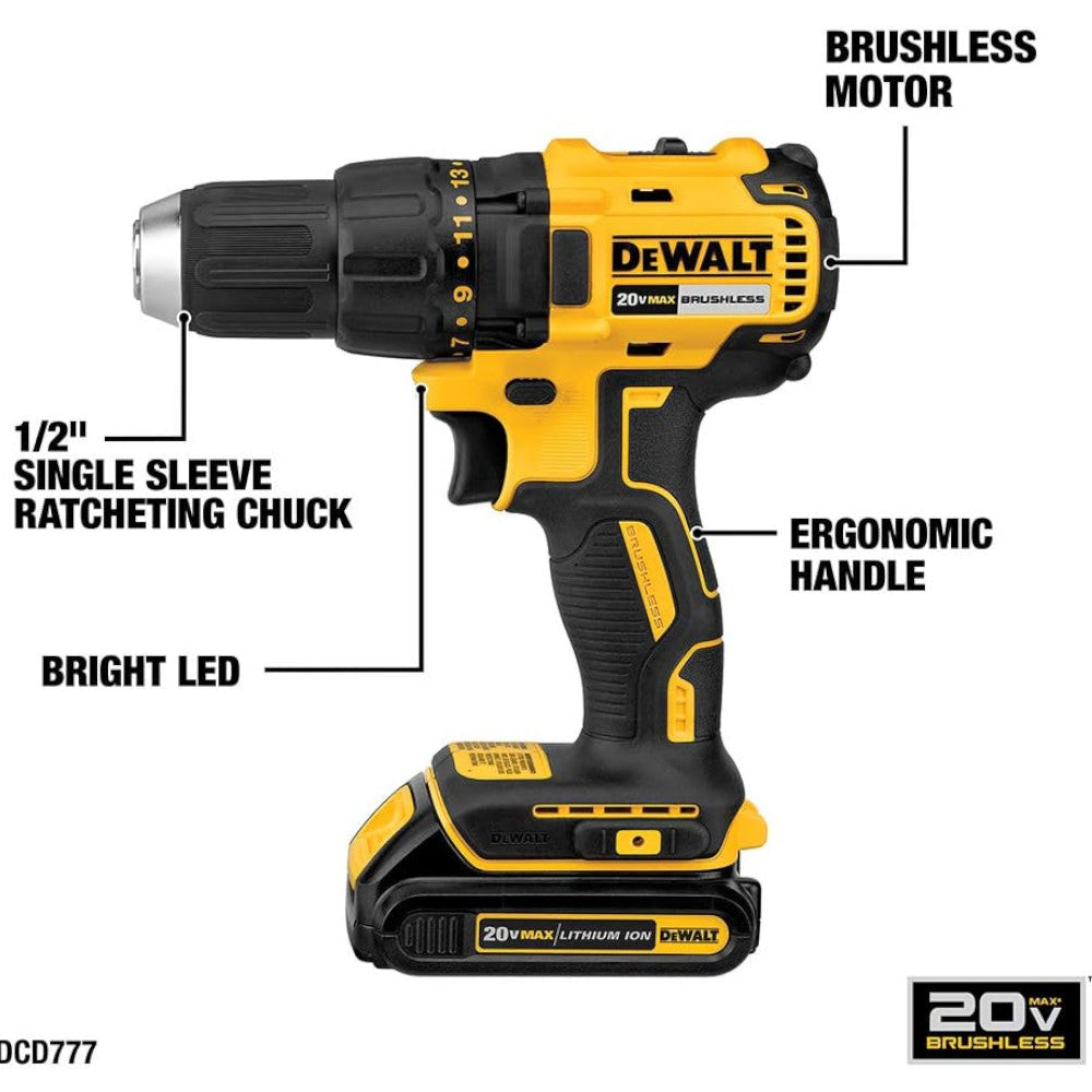 DEWALT Perceuse et visseuse à percussion sans fil 20 V MAX*, kit combiné d'outils électriques - Remis à neuf avec garantie Dewalt - DCK277C2
