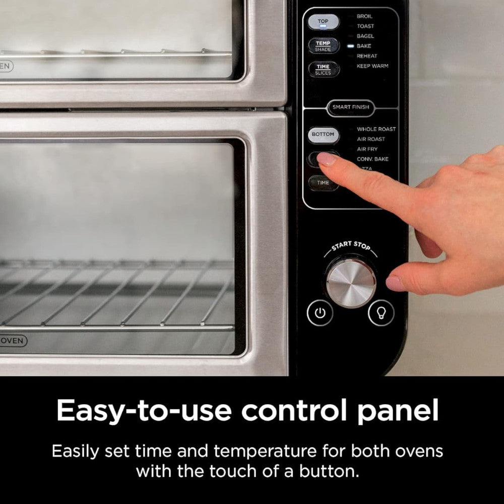 NINJA DCT401 12-in-1 Double Oven with FlexDoor, FlavorSeal & Smart Finish - Factory serviced with Home Essentials warranty