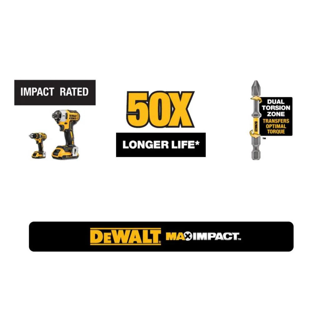 DEWALT DWA2SQ2MI15 MAX IMPACT 2.5-inch #2 Square Bit (15-Piece) with Small Bulk Storage Case