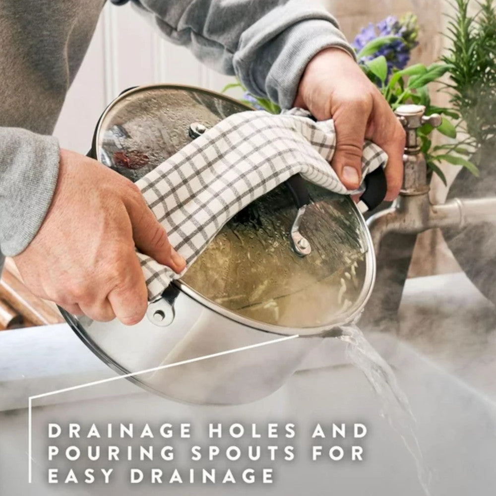 T-FAL E303S774 Jamie Oliver Batterie de cuisine 7 pièces Quick &amp; Easy en acier inoxydable - Emballage imparfait avec garantie complète