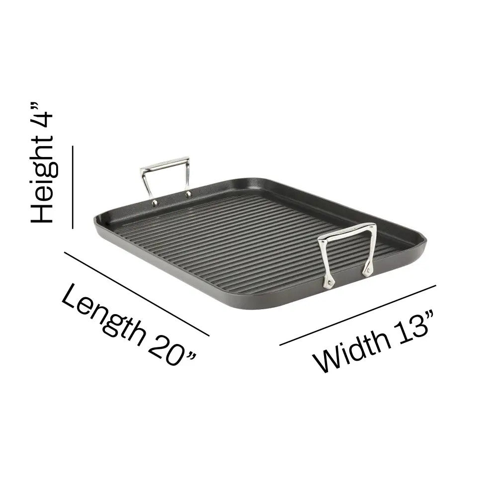 ALL CLAD E6524164 HA1 Hard Anodized Nonstick Cookware Double-Burner Grill 13X20IN
