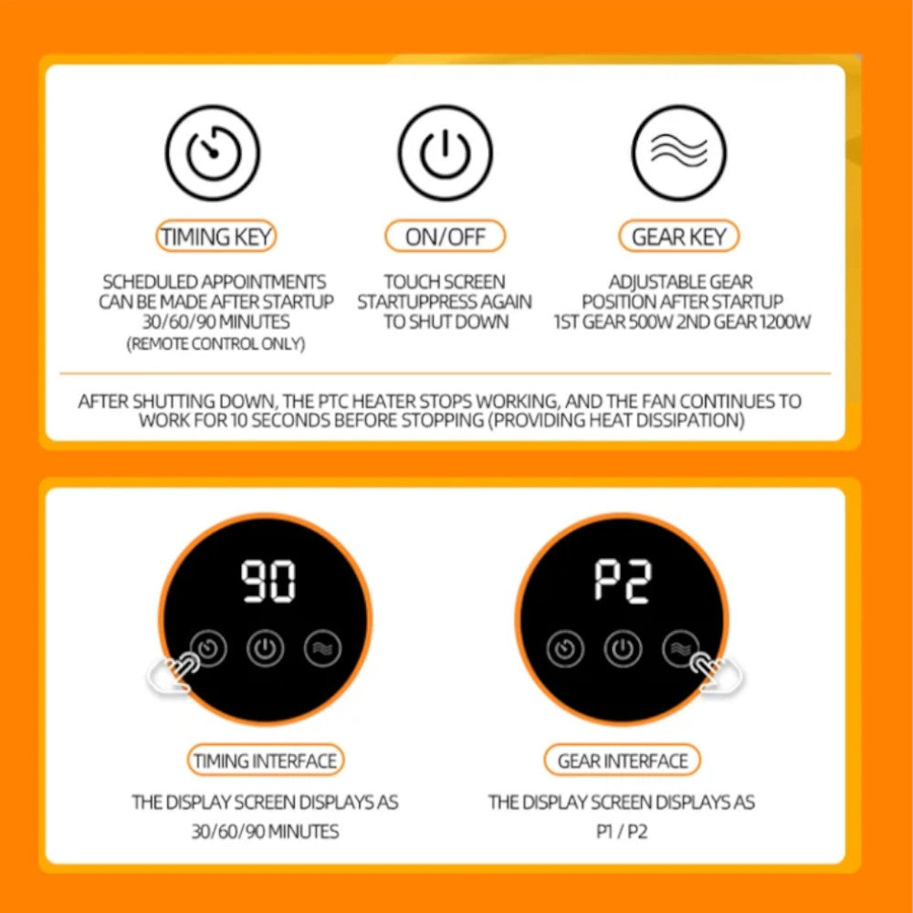 FAN HEATER E68S PTC Ceramic Heater With Remote Control