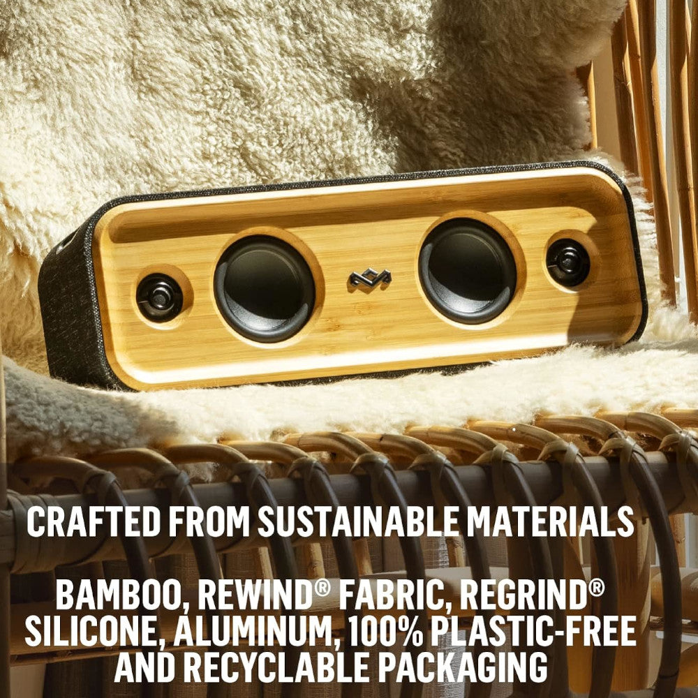 House of Marley Get Together Duo Bluetooth Bookshelf Speakers - Sustainably Crafted, Wireless Turntable Speakers, Mains Powered or 25 Hours Battery Life, AUX in - Exclusive Black Edition House of Marley Get Together Duo Bluetooth Bookshelf Speakers - Sustainably Crafted, Wireless Turntable Speakers, Mains Powered or 25 Hours Battery Life, AUX in - Exclusive Black Edition