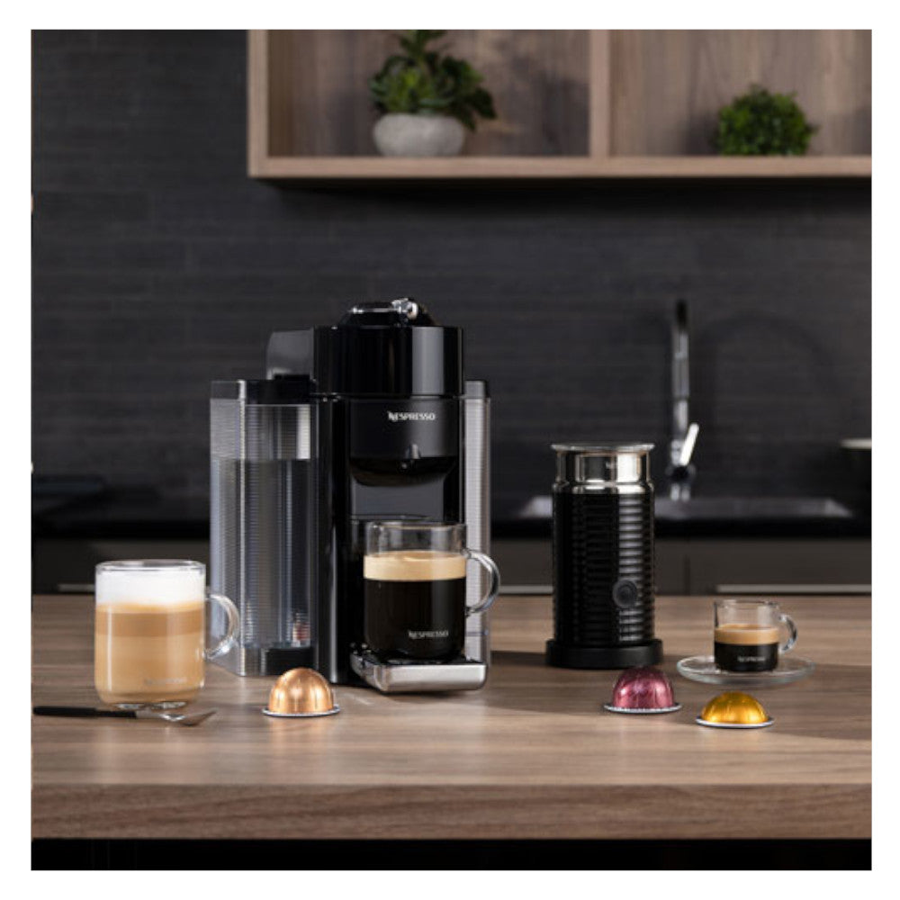 NESPRESSO ENV135BAECA Vertuo Coffee & Espresso Machine with Aeroccino Milk Frother - Piano Black - Factory serviced with Home Essentials Warranty