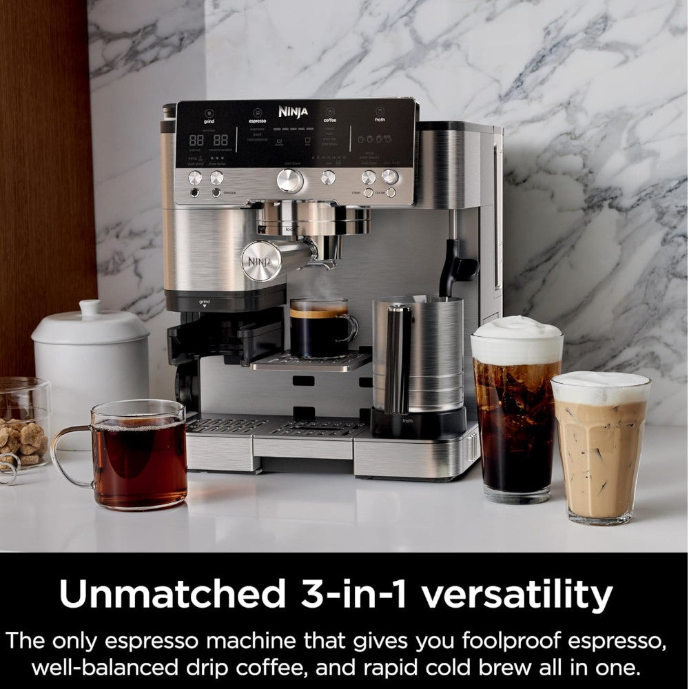 NINJA ES601C Espresso Luxe Premier Series Drip Coffee Maker and Rapid Cold Brew - Factory serviced with Home Essentials warranty