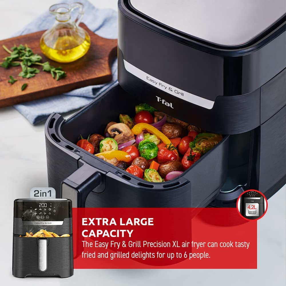 T-FAL EY505850 Easy Fry Air Fryer & Grill 2 in1 XL Air Fryer
