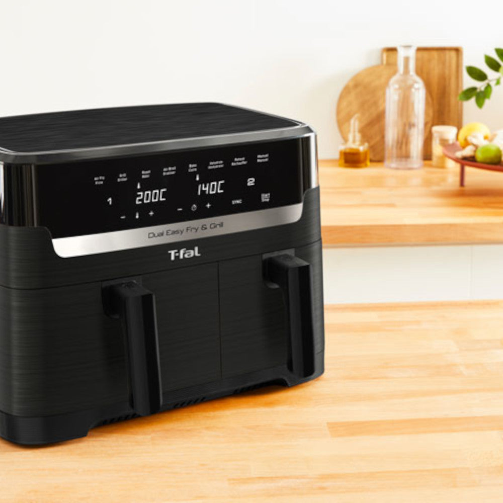 T-FAL EY905N50 Dual Easy Fry & Grill Air Fryer - Blemished package with full warranty