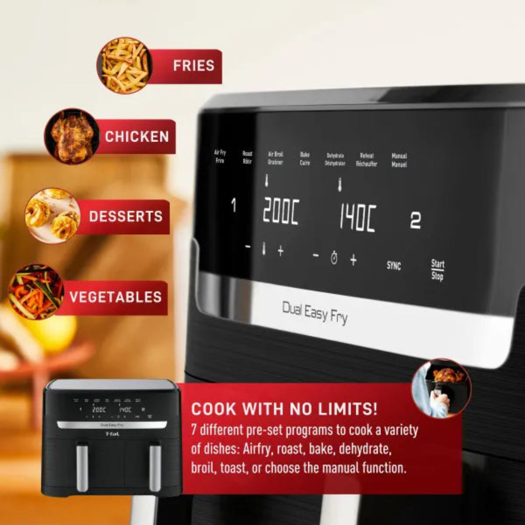 Friteuse à air double tiroir 8,3 L 7 en 1