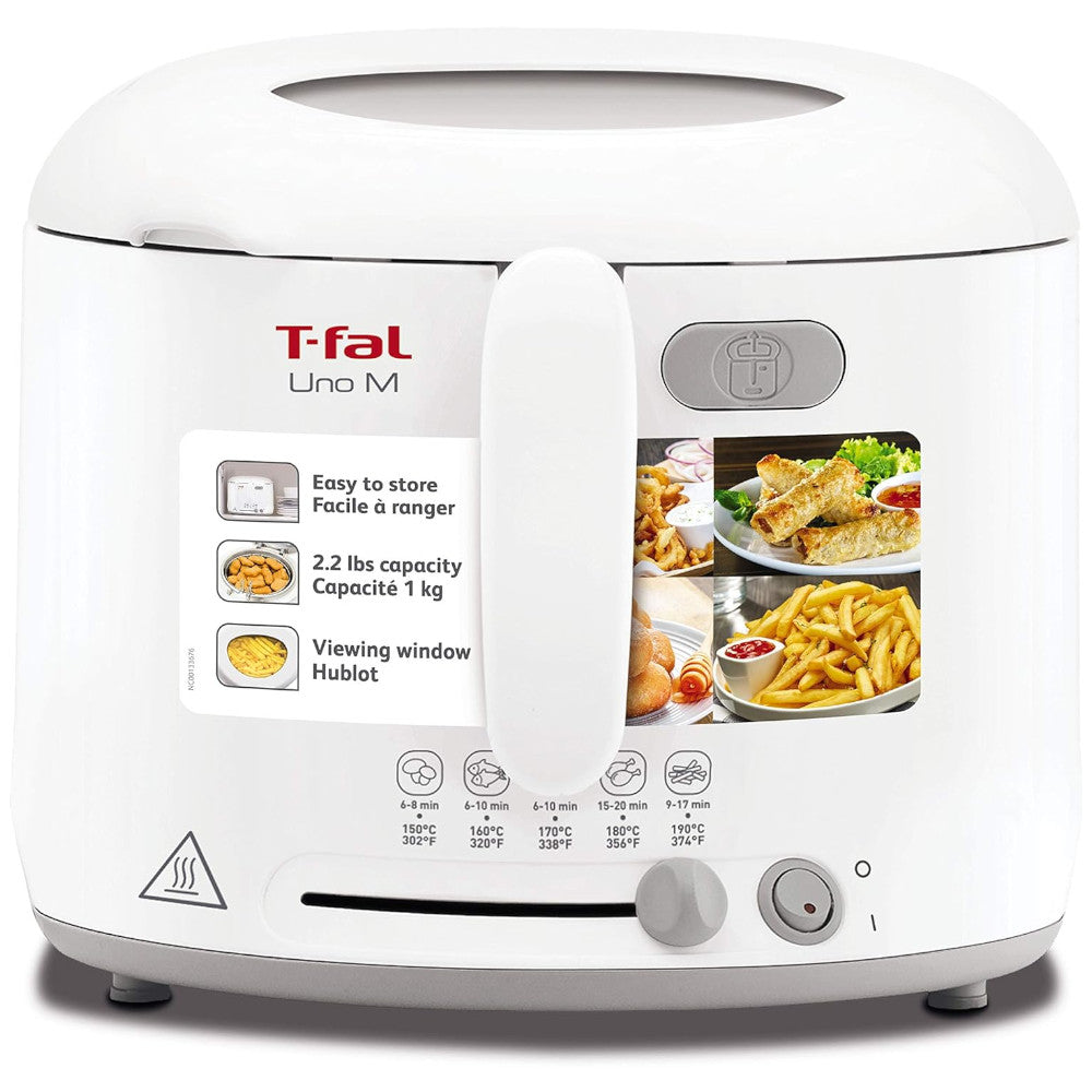 T-FAL FF203150 Uno Compact Deep Fryer Blanc - Emballage imparfait avec garantie complète