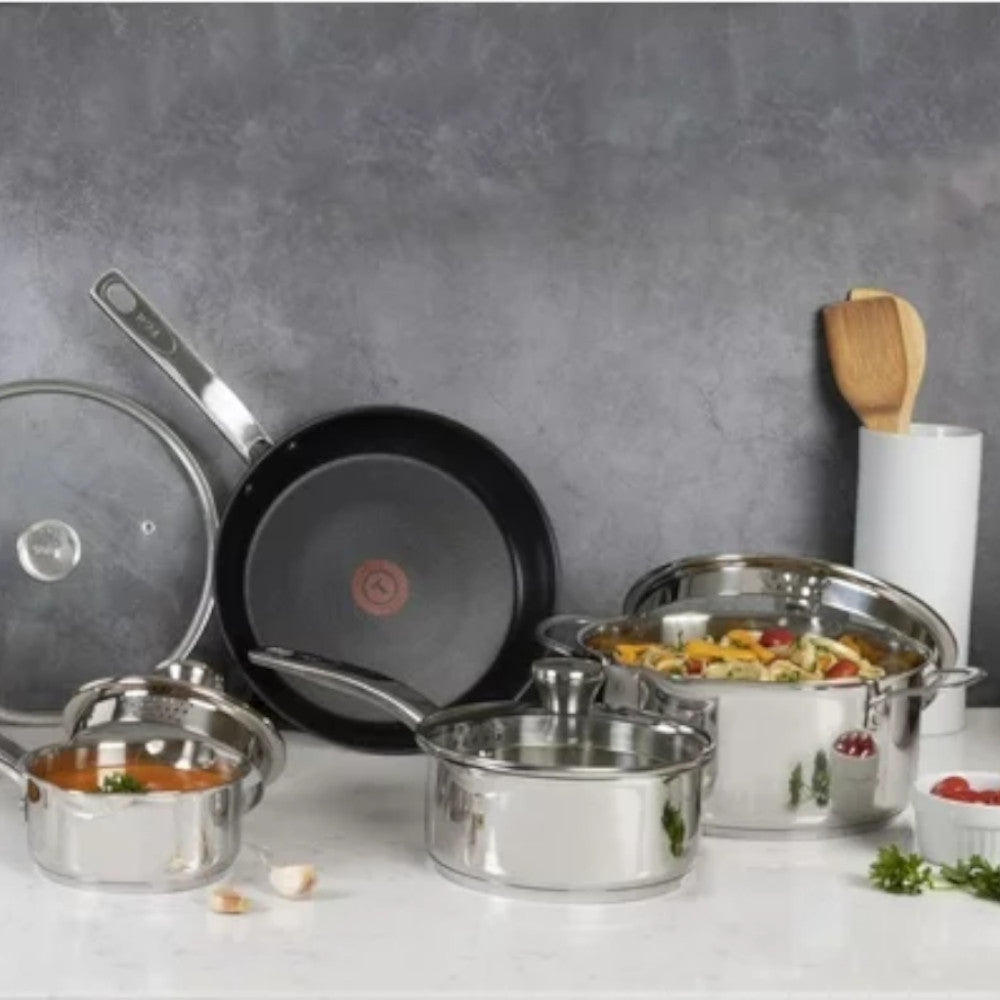 Batterie de cuisine 10 pièces T-FAL Unlimited en acier inoxydable - H868SA54