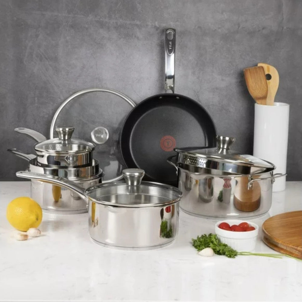 Batterie de cuisine 10 pièces T-FAL Unlimited en acier inoxydable - H868SA54