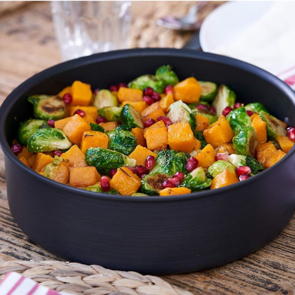 LAGOSTINA H9049564 Nera Hard Anodized Nonstick 12-Inch Skillet with Hammered Stainless Steel Lid