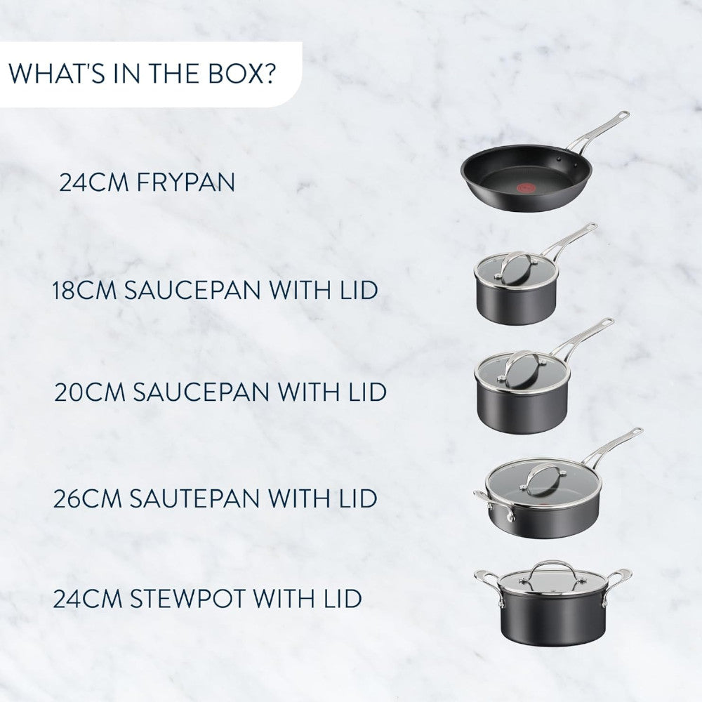 T-FAL H9125S44 Jamie Oliver Hard Anodized Cookware 9-Piece Set - Blemished package with full warranty